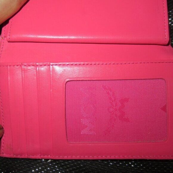 MCM Visetos Leather Studded Logo Motifs Medium Trifold Wallet Fuchsia Magenta - Picture 13 of 15